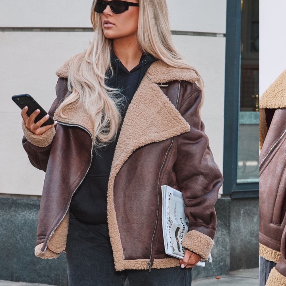 PrettyLittleThing Brown Aviator Jacket